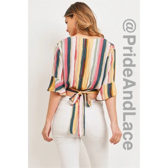 LAST 3️⃣ 🤍IVORY/YELLOW MULTI CROP TOP - Picture 2 of 6